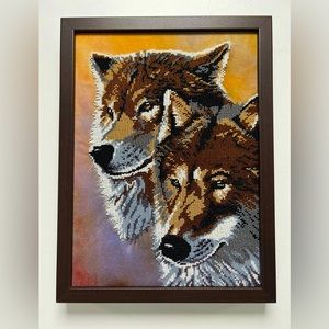 Handmade Work, Beaded Embroidery, Framed.